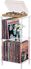 Stylish Acrylic Record Player Stand with Vinyl Storage - Modern 3-Tier Table