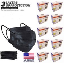 100/1000 PCS Black Face Mask Mouth & Nose Protector Respirator Masks USA Seller