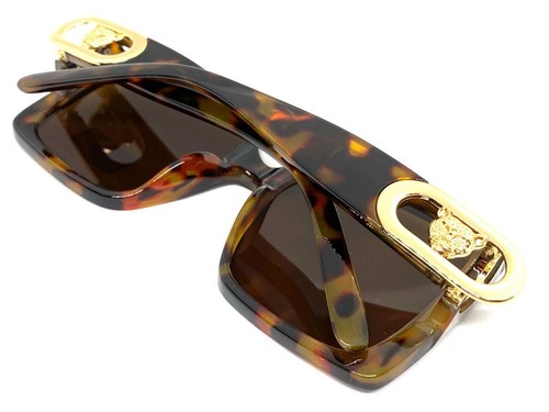 Oversized Exaggerated Classy Elegant Retro SUNGLASSES Thick Square Leopard Frame - Picture 6 of 6
