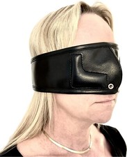 BDSM Bondage Leder Augenmaske Augenbinde Bondage Maske mit Nasenlöchern schwarz
