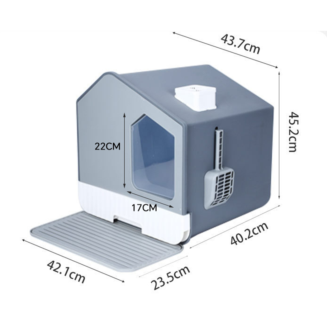 Self Cleaning Hooded Cat Litter Box Enclosed Large Kitty Toilet Box