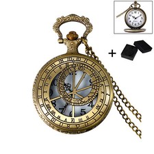 Vintage Men Women Arabic Numerals Scale Quartz Pocket Watch with Chain