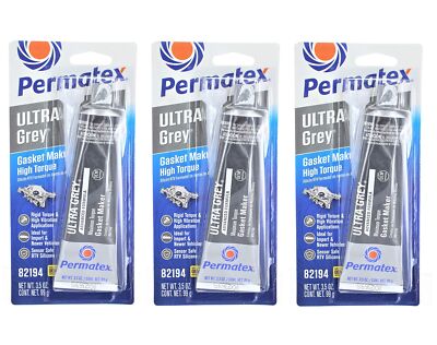 Permatex Ultra Grey RTV Silicone Gasket Maker Set High-Torque 10.5oz (3x3.5oz)
