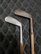  2 Hickory Shaft Golf Clubs Spalding Gold Medal Accurate 7 Mid Iron  cleek H71