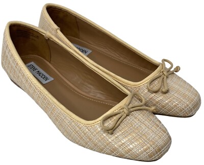 NEW Steve Madden Beige Bow Seemly Ballet Flats Women's Size Shoes