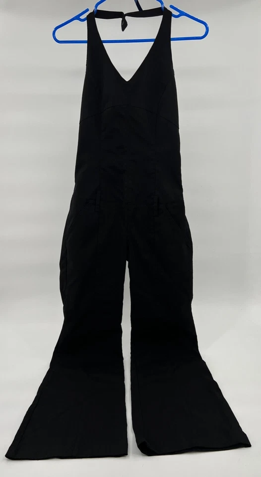 Macacão feminino Tommy Hilfiger pequeno preto com zíper lateral bolsos alargadores Y2K - Imagem 3 de 4