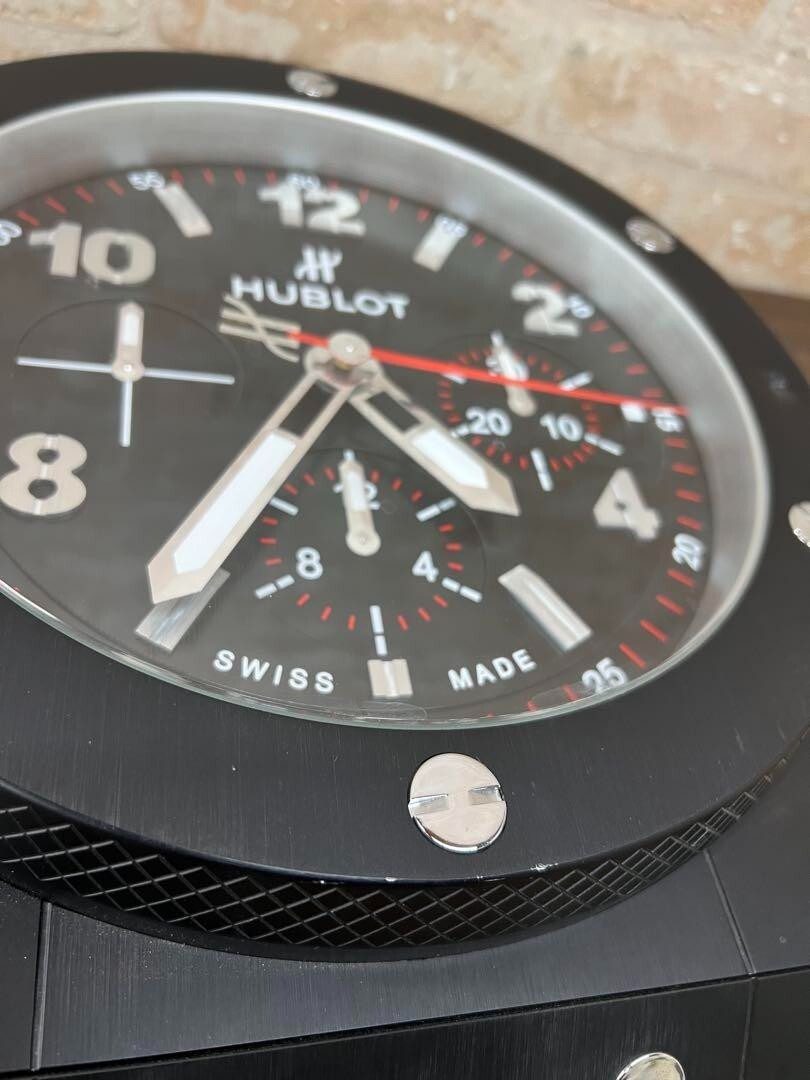 A1【used】HUBLOT ビッグ・バン ウォール クロック ブラック HUBLOT Big Bang Wall Clock Watch Black Limited Edition Used