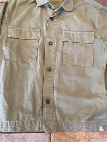 Camisa chaqueta verde abotonada Everlane de gran tamaño para mujer talla mediana algodón orgánico - Imagen 2 de 11