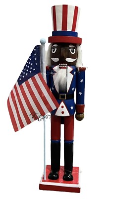 15  Patriotic Uncle Sam Wooden Nutcracker 4th of July Decoration American Flag