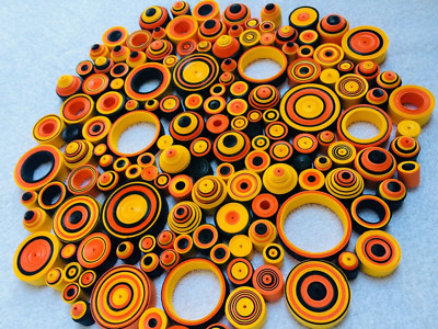Quilling rolled pieces mix colors multi shapes paper balls, coil handmade 100lot