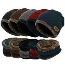 Mens Womens Winter Baggy Slouchy Knit Warm Beanie Hat and Scarf Ski Skull Cap 