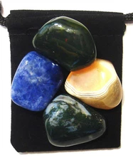LYMPHATIC SYSTEM Tumbled Crystal Healing Set = 4 Stones + Pouch + Card