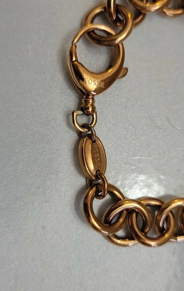 Pulsera colgante corazón hinchado de acero inoxidable de plata pulida con joyería fósil Foto 3 de 4