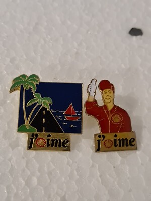 (P5) 2 Pins Pin's Badge Vintage Sammlung Ich mag Strand und Feuerwehrmann 