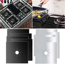 4×Gas Range Stove Top Burner Cover Protector Non-stick Reusable Liner Clean Cook