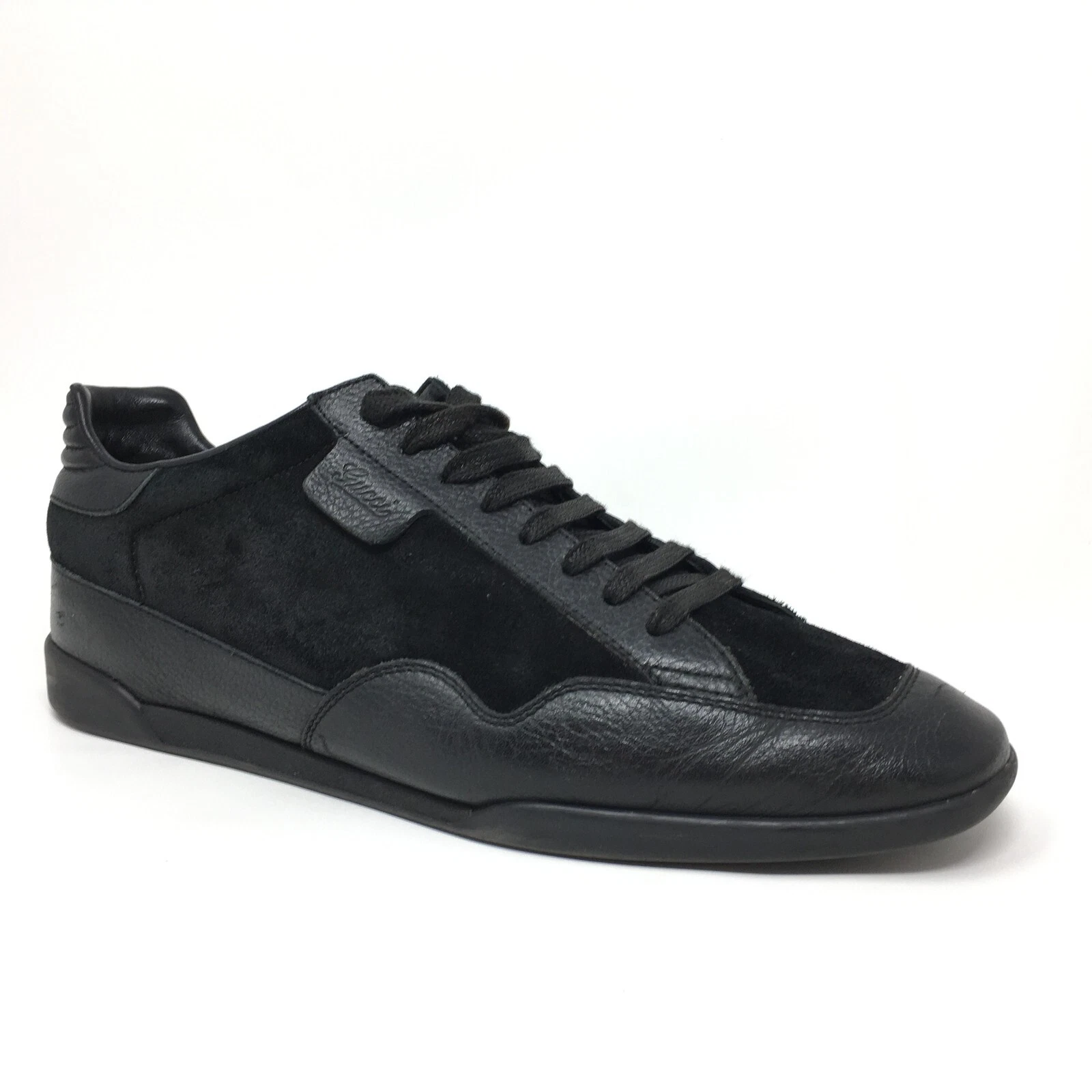 Gucci Logo Oxfords Chaussures Baskets Homme Taille 7 US 6,5 UK Cuir Noir Lacets