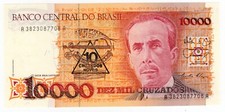 BRAZIL P-218a 10 Cruzados Novos over 10000 Cruzados 1989 UNC