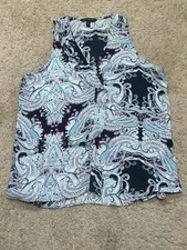 Banana Republic Womens Shirt Size Medium Multicolor Paisley Print Ruffles Flowy