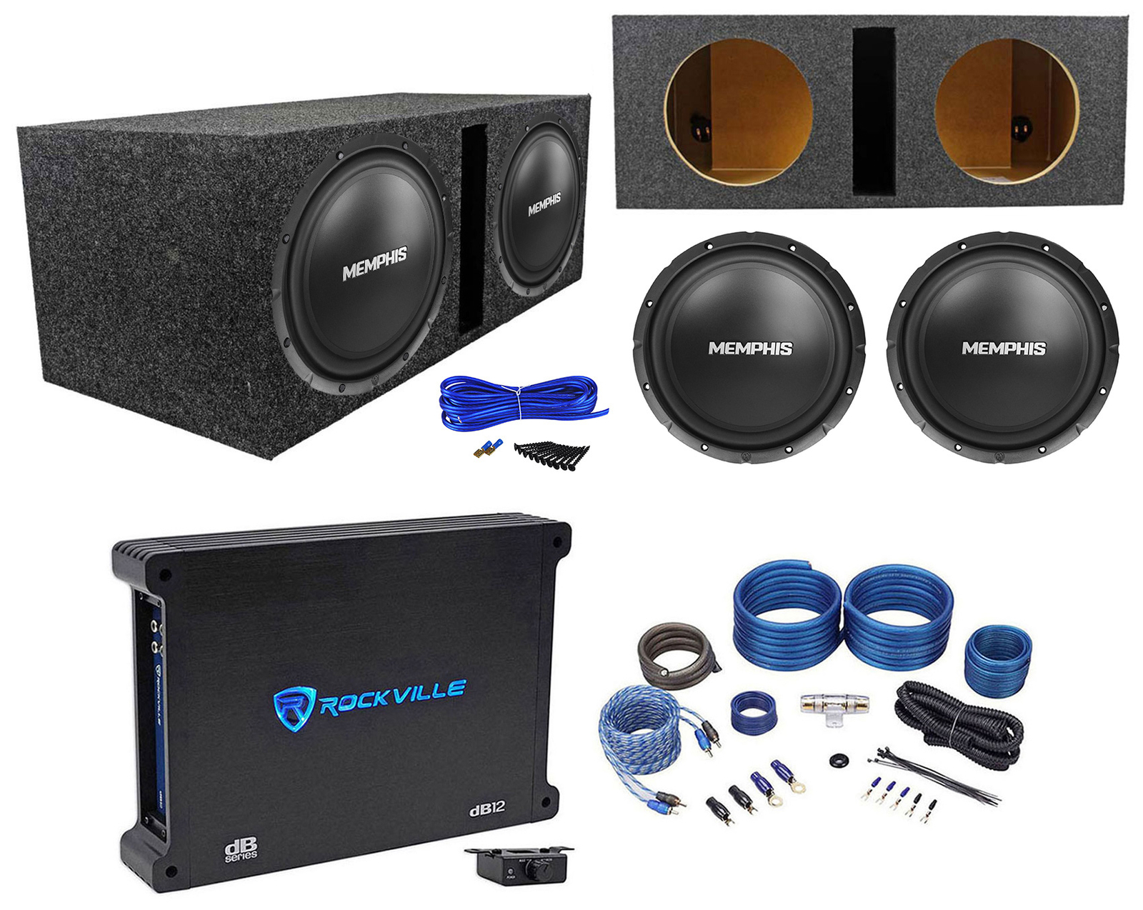 2 Memphis Audio SRX1040 10 сабвуферов SRX мощностью 400 Вт Вентилируемая коробка Усилитель Комплект усилителей 53690₽