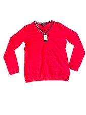 Tommy Hilfiger Ivy Sweater Mens SIZE M Regular V neck Long Sleeve Red NWT 60