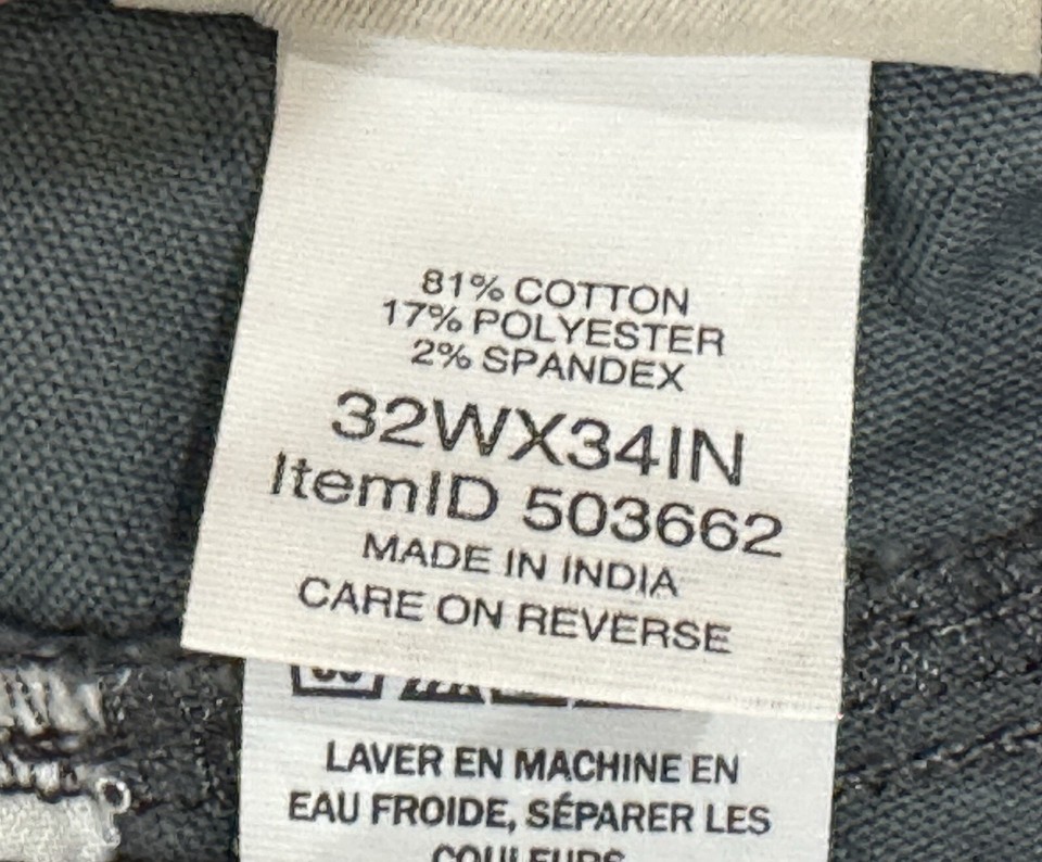 LL Bean Mens Traverse Crag Pants 32x34 Gray Green Outdoor Hiking Canvas