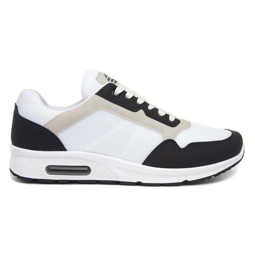 Mens White \u0026 Navy Lace Up Trainer by XL 