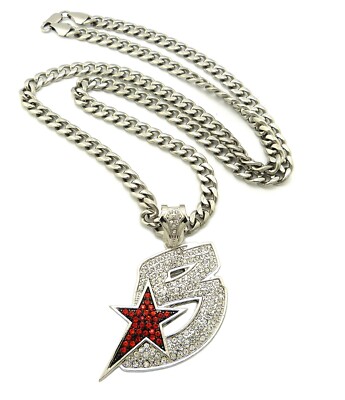 ICE BLING BLACK WALL STREET PIECE WITH 6mm 30'' STAINLESS STEEL CUBAN CHAIN
