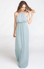 Show Me Your MuMu Bridesmaid Amanda Maxi Dress Silver Sage Crisp Size Medium NEW