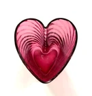 Cranberry Glass Heart Shaped Vase Rippled Wavy Tall Flower Vase 7 5/8” Fenton?