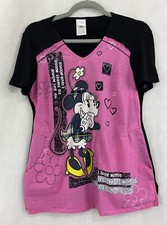 Disney Minnie Mouse Women s Scrubs Top Nurse/ Medical/Dental Size XS Black/Pink