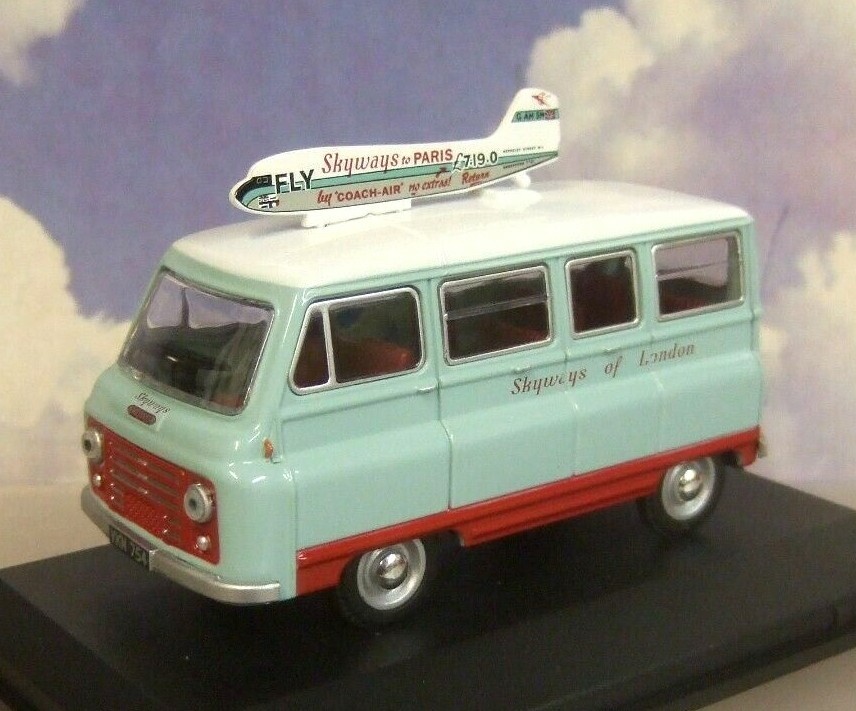 OXFORD DIECAST 1/43 MORRIS J2 MINIBUS/VAN SKYWAYS AIRLINES OF LONDON 43JM024