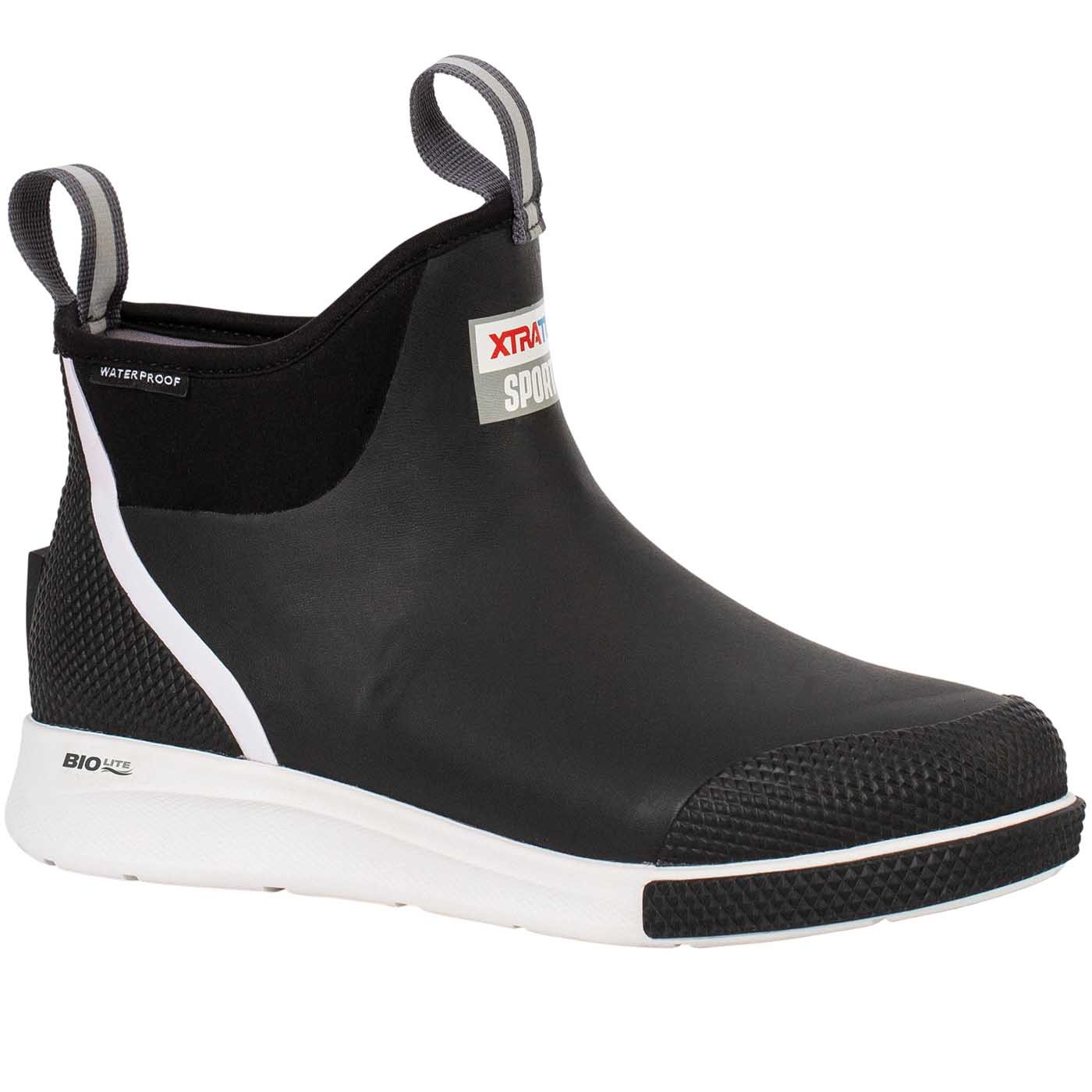 XTRATUF Black Ankle Deck Sport Boots - Waterproof Fishing & Deck Footwear