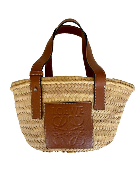 LOEWE BASKET SMALL BAG IN PALM LEAF AND CALF LEATHER IN GREAT CONDITION