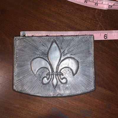 Hammered Fleur De Lis On Top Of  Wooden Trinket 