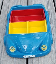 Vintage Pecoware Cars Kids Food Tray 12" x 8" Compartment Primary Colors READ