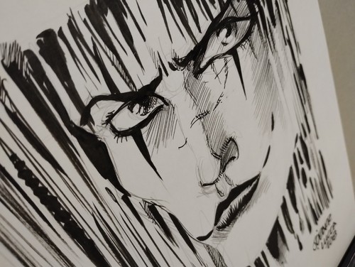 James O'Barr IL CORVO THE CREW TAVOLA ORIGINAL ART Illustrazione Lucca 2018 - Foto 8 di 8