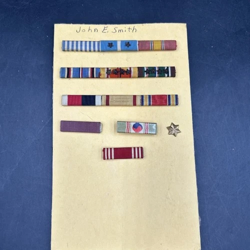 Vintage U.S. Military Ribbon Bar Lot - John E. Smith Korea Vietnam Service. ML