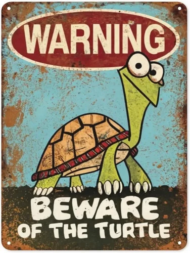 Vintage Beware of the Turtle Retro Tin Metal Signs Home Décor 8x12