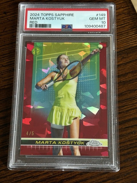 2024 TOPPS CHROME SAPPHIRE MARTA KOSTYUK ROOKIE RED /5 PSA 10 GEM MINT! GRAIL 🔥