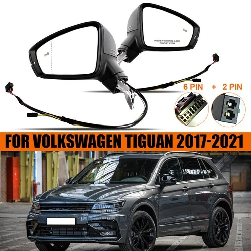 For VW Tiguan 2017-2021 Pair Heated 6+2pin Turn Light W/Blind Spot Mirror