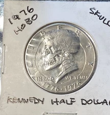 1976 Hand Engraved Hobo HALF DOLLAR KENNEDY  SKULL !!!