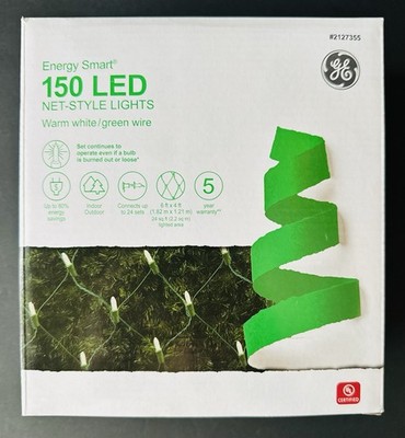 GE Energy Smart ConstantON 150 LED Net-Style Lights Warm White 6ft x 4ft (NEW)