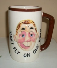 Vintage ENESCO JAPAN "CAN'T FLY ON ONE WING" 5" Coffee CUP MUG MANS FACE 3D