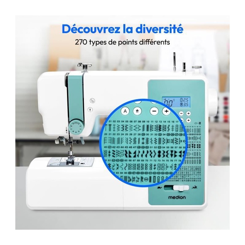 Machine à coudre numérique MEDION SD 36 38W 270 points de couture - 2