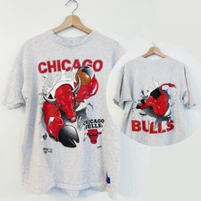 90  s Vintage Chicago Bulls Nutmeg NBA Graphic T-Shirt XL Gray Single Stitch USA
