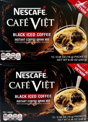 Nescafe Cafe Viet Instant Iced Black Coffee 15 Sachets x 16g (Pack of 2)~03/2027