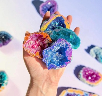 Aura Quartz Geode Gift Box, Rainbow Crystal Decor, Spiritual Keepsake