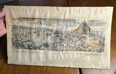 #ad Vintage quot;Pines Point Mainequot; Serigraph Artwork Print James Sanford Hulme 5 200 $50.00