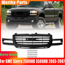 For Gmc Sierra 2500 Hd 3500 Hd 2003-2007 Matte Black Front Upper Grille Assembly