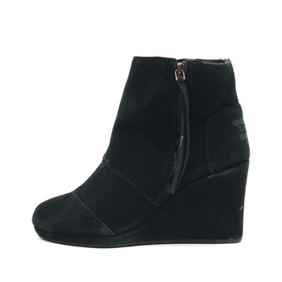 TOMS Damen 300514 Stiefeletten Schwarz Wildleder Boots Keilstiefeletten EU 36,5